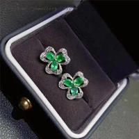new 925 silver inlaid natural emerald earrings fine craftsmanship high end jewelry can be customized