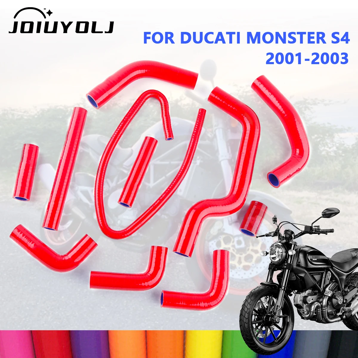 Фото Для мотоцикла 2001 2002 2003, Ducati Monster S4 S4R, силиконовый комплект шлангов охлаждающей жидкости радиатора №1
