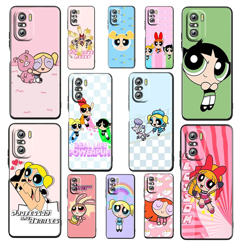 

Anime The Powerpuff Girls For Xiaomi Redmi K50 K40 Gaming K30 K20 Pro 10X 9T 9C 9A 5G TPU Soft Silicone Black Phone Case Fundas