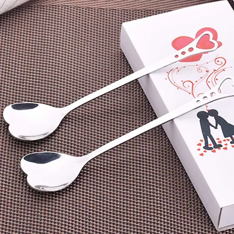 

10Pcs/pack Dessert Sugar Stirring Spoons Teaspoon Kitchen Accessories Heart/Leaf Shape Dinnerware Coffee Spoon Stainless Steel