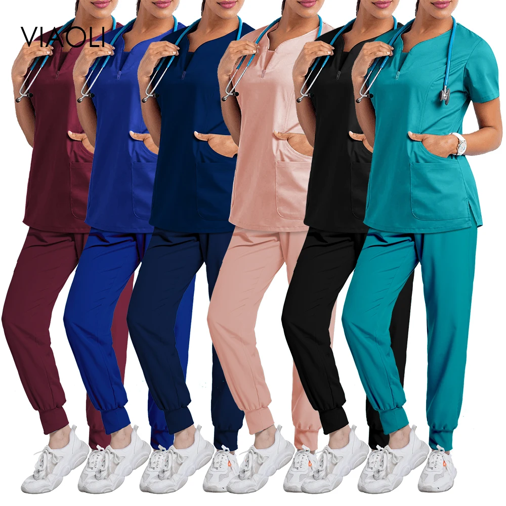 

Высококачественный Женский скраб для операционной, удобный комплект, больничные аксессуары для кормления, топ и штаны, новый костюм для вра...