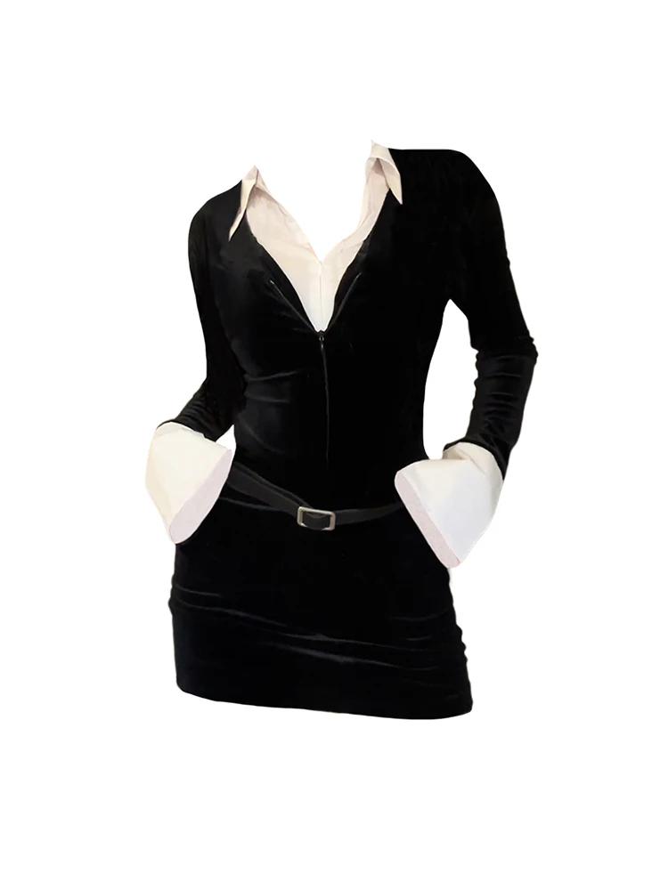 Женское платье-трапеция с воротником лацканами осенне-зимнее ТРАПЕЦИЕВИДНОЕ