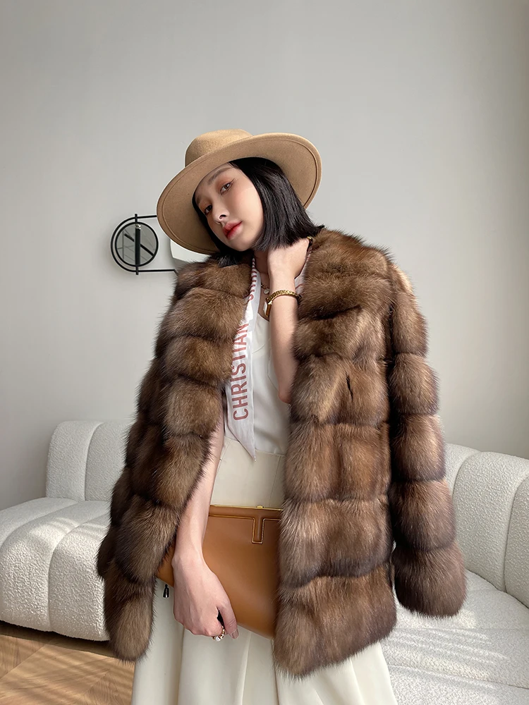 

Fangtai 2023 New Fashion Winter Warm Luxury Natural Real Russian Sable Fur Coat Women Fur Jacket Special Offer Free Shipping