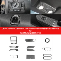 carbon fiber water cup gear center control panel interior trim stickers car accessories for ford mustang 2009 2013 car styling