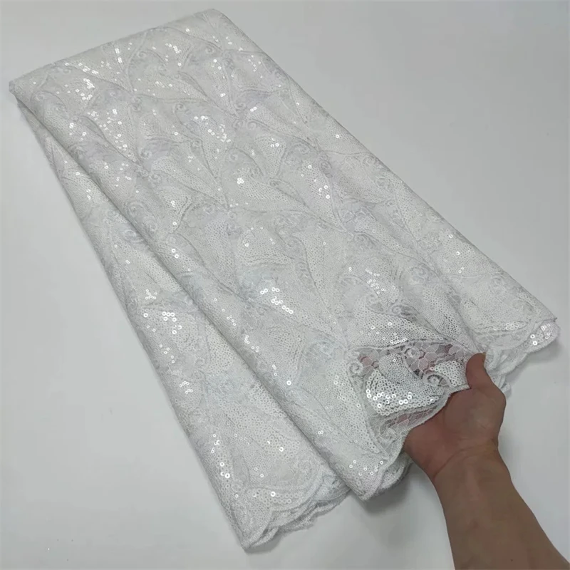 

Высококачественная африканская кружевная ткань с блестками и камнями, 5 ярдов, кружевная ткань с вышивкой для свадьбы