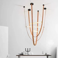 creative modern chandelier for living room lamp staircase hotel belt hanging light italian design led decor suspension lights