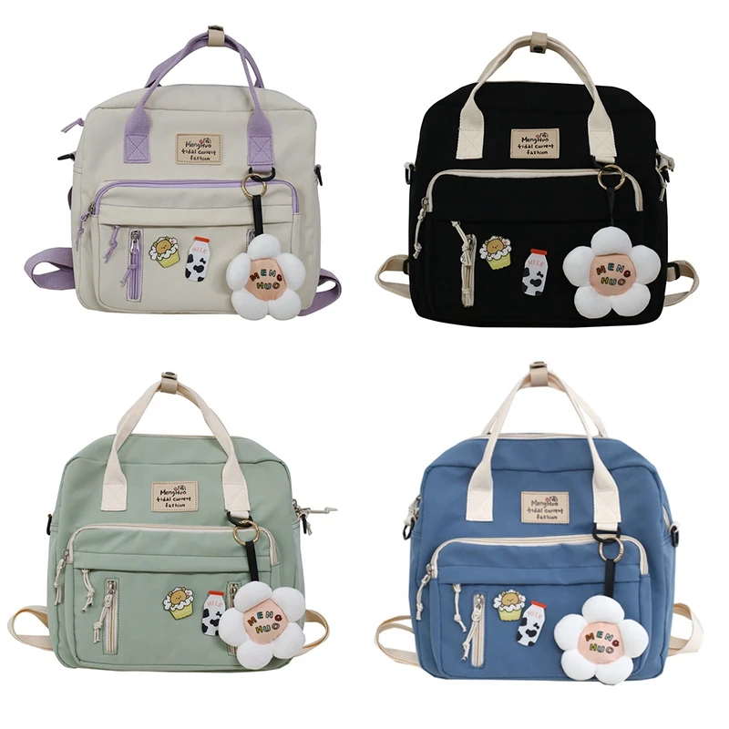 

Lovely Multifunctional Backpack Teenage Girl Portable Travel Bag Female Small Schoolbag Badge Women Backpacks