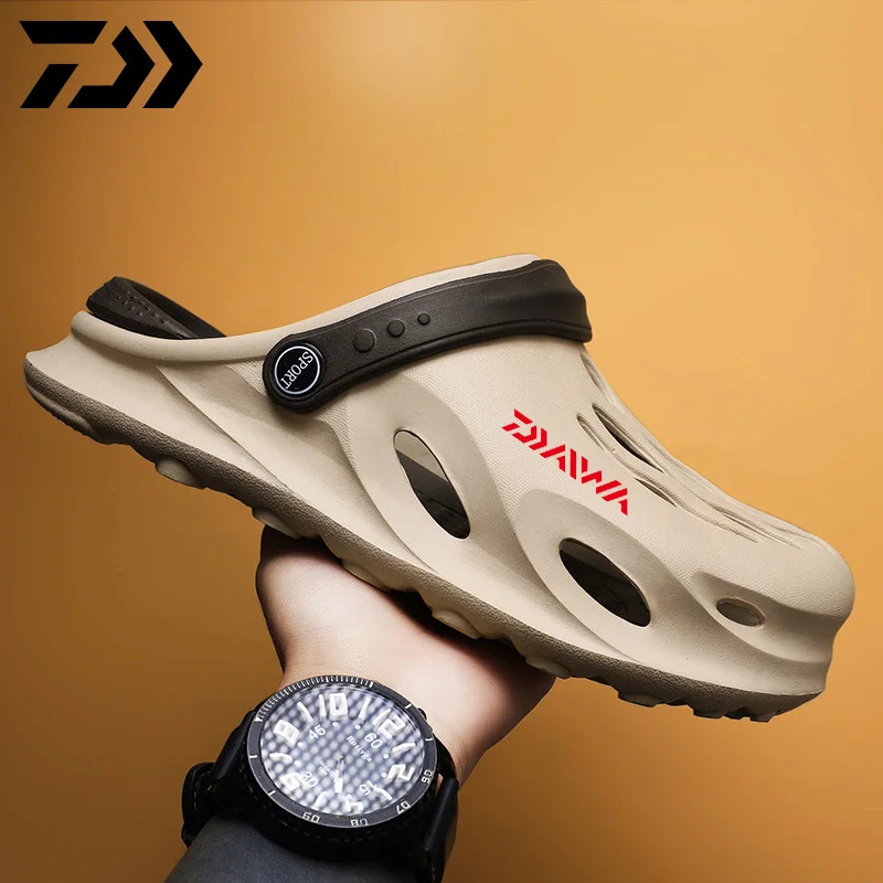 

2023 Men's Cave Fishing Shoes Sport Outdoor Non-slip Thick Bottom Daiwa Outer Wear Beach Soft Bottom Package Head Slippers