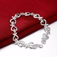 hot sale 925 stamp silver color lovers girl bracelets high quality bracelet bangle jewelry women heart gift bracelets jewelry