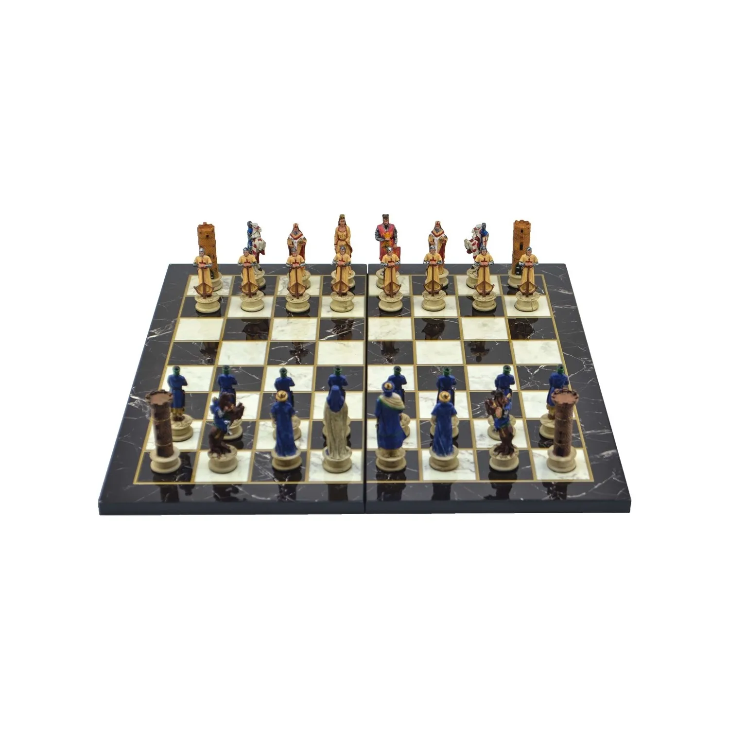 

Gift Home Gifthome Chess set/Set; Medium Seljuk Crusaders Folding Marble Patterned Chessboard Gift Good Quality