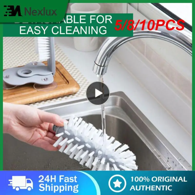 

5/8/10PCS Glass Beautiful Practical Lazy Sucker Safety Convenient Cleaning Brush Household Cup Brush Simple Portable To Rotate