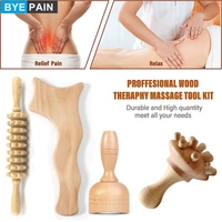 byepain manual wood therapy massage tools wooden massager handheld roller stick for fascia cellulite muscle belly relief tool