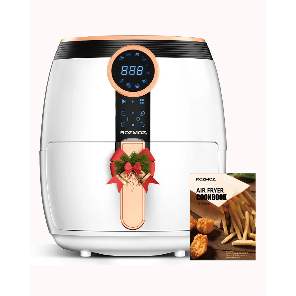 

oil-free air fryer 5 Qt Air Fryer, Oil-Less Air Fryer Cooker with Digital Touchscreen, 8 Preset Modes, White (US Stock