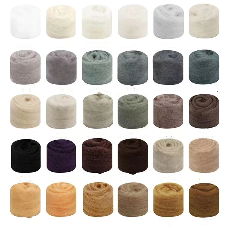 66S Basic Color Series Wool Fibre  for Needle Felting Wet Felting Wool Felting Handmade Spinning DIY Craft Materials