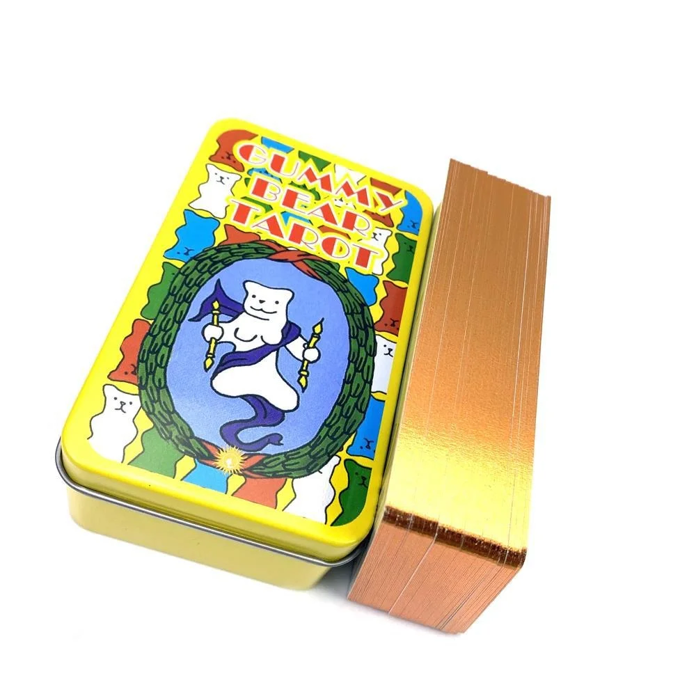 

Оловянная коробка-Таро с изображением медведя, 78 карт, края из золотой фольги для судьбы, гадания, настольная игра, развлечения для настольных игр