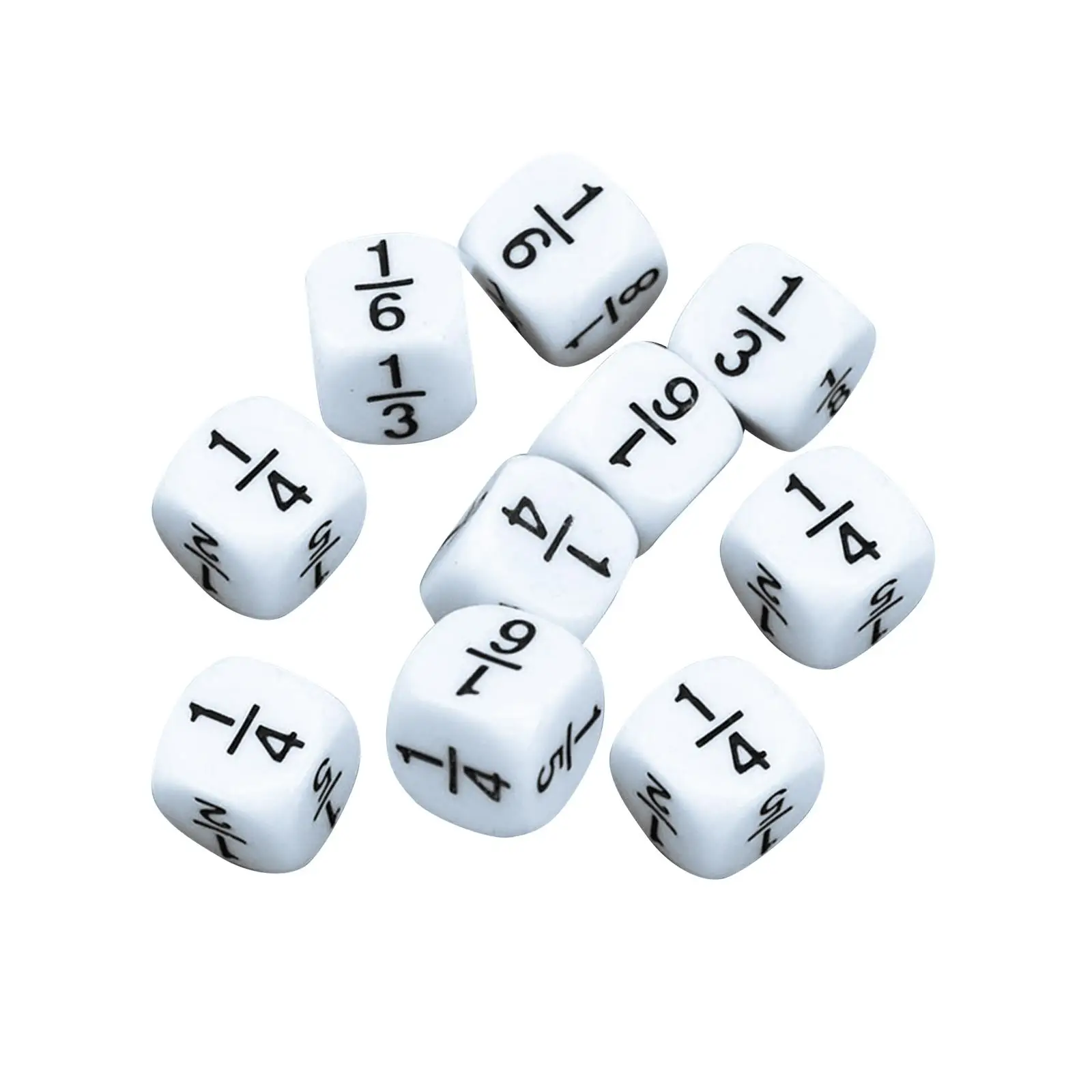 

10 Pieces Fractional Number Dices Montessori Math Toy Measure 0.6x0.6inches