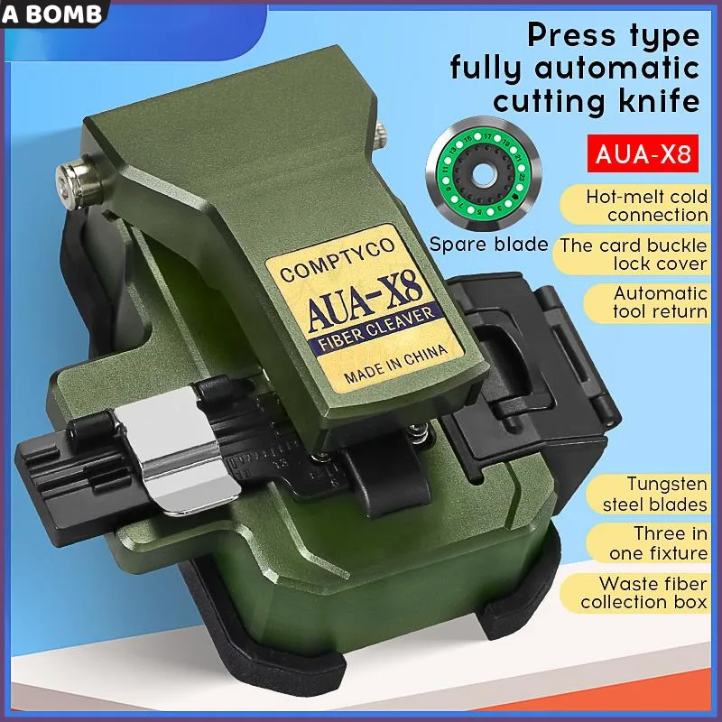 

High Precision Automatic Fiber Cleaver AUA-X8 Cable Cutting FTTT Fiber Optic Knife Tools With Waste Fiber Box Free Shipping