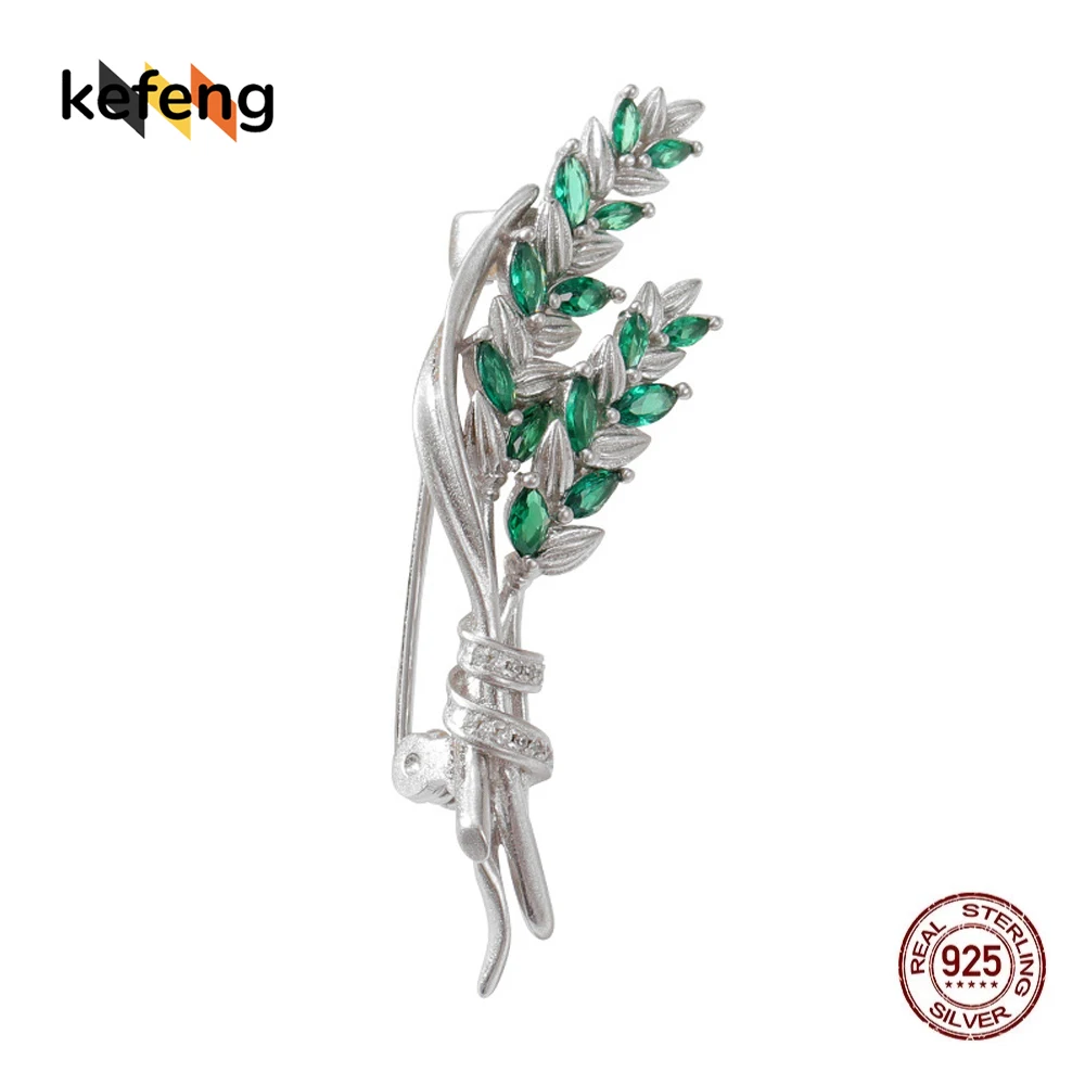 

S925 Silver Ear of Wheat Lapel Pins Women Fine Jewelry Dress Brooch Jewelry Men Suit Badge Bag Accessories Gifts for Friend
