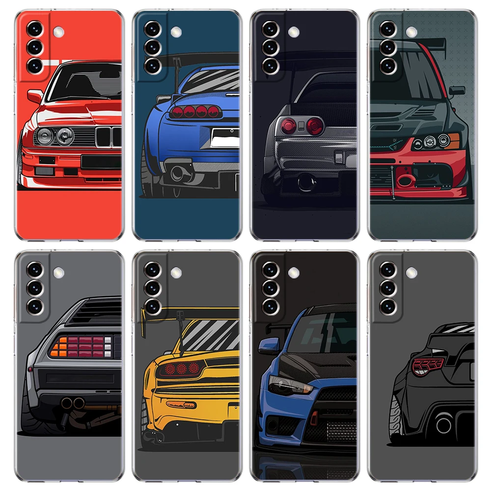 

JDM Tokyo Drift Sports Car Transparent for Samsung Galaxy S23 S22 S20 S21 FE Ultra Note 20 S10 S10E M21 M22 M31 Lite Plus Case