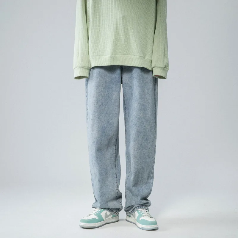 Blue Black Baggy Jeans Men Fashion Retro Casual Straight Jeans Men Streetwear Hip-hop Loose Denim Pants Mens Trousers S-2XL