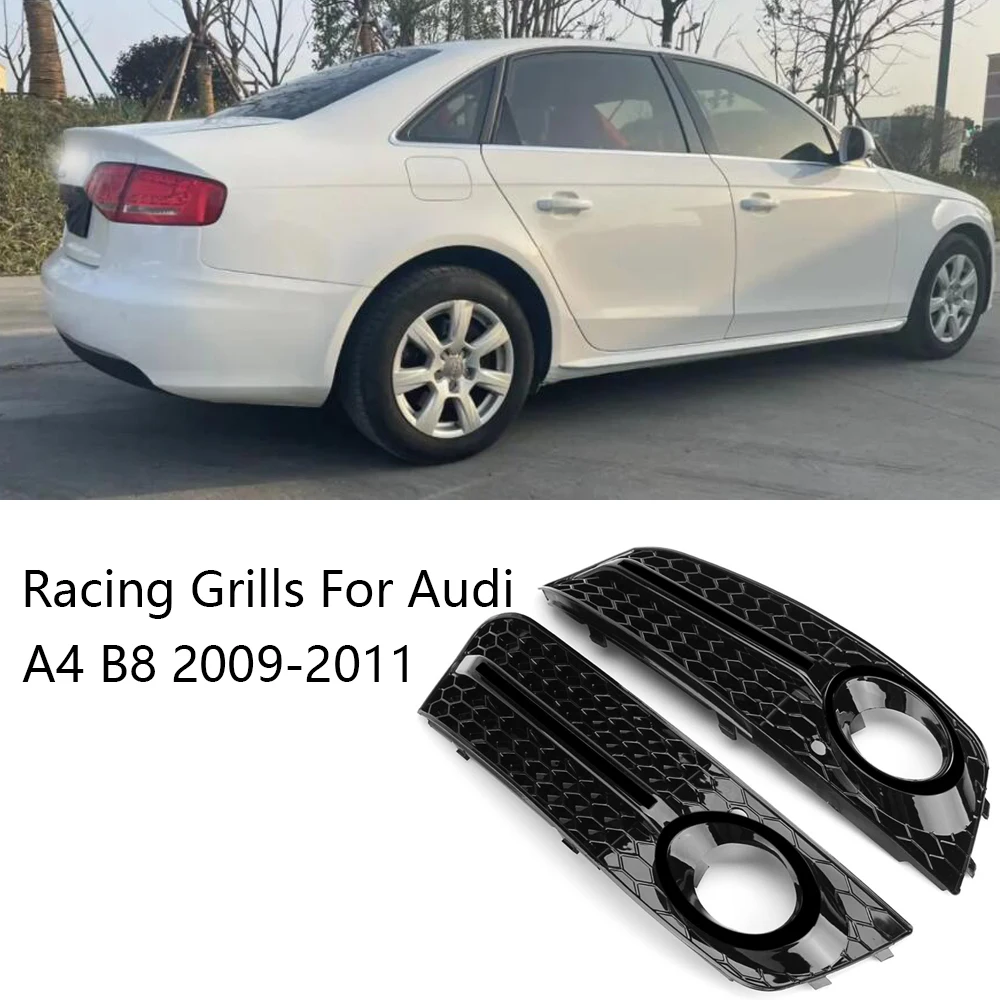 Купи 2Pcs Grills A4 B8 Car Front Bumper Fog Light Grille Grill Cover Trim For Audi A4 B8 STANDARD Bumper 2009-2011 Car Accessories за 1,973 рублей в магазине AliExpress