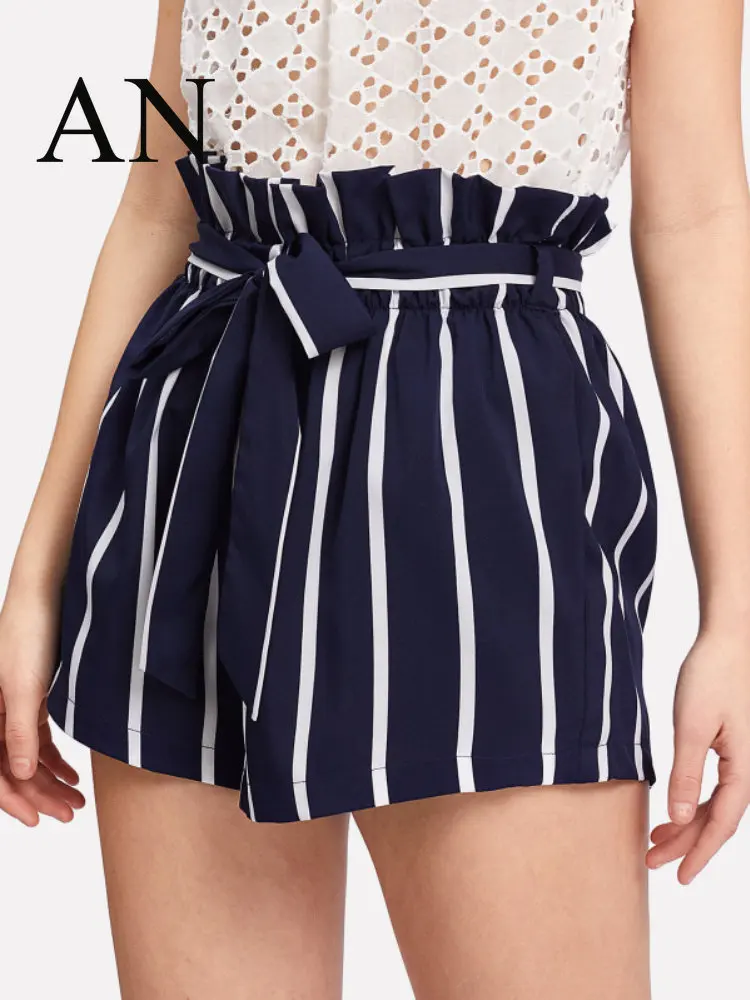 2022 Summer New Loose Stripe Casual Sports Lace Up Bow Home Shorts  Sweat Shorts Women  Sexy Shorts Summer  Oversize  Bow