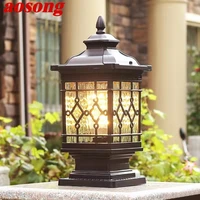 aosong outdoor classical post lamp simple electricity led pillar light waterproof for villa courtyard retro garden landscape
