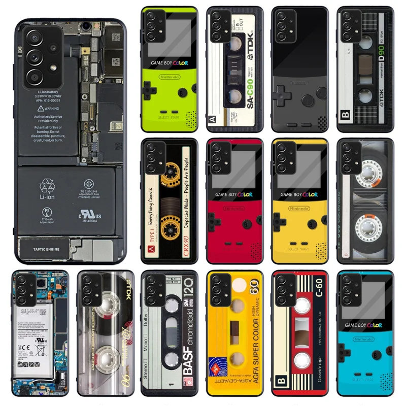 Cassette Tape Battery Game Boy Case for Samsung Galaxy A13 A22 A12 A32 A71 A11 A21S A33 A52 A72 A51 A50 A70 A31 M31 Funda Coque