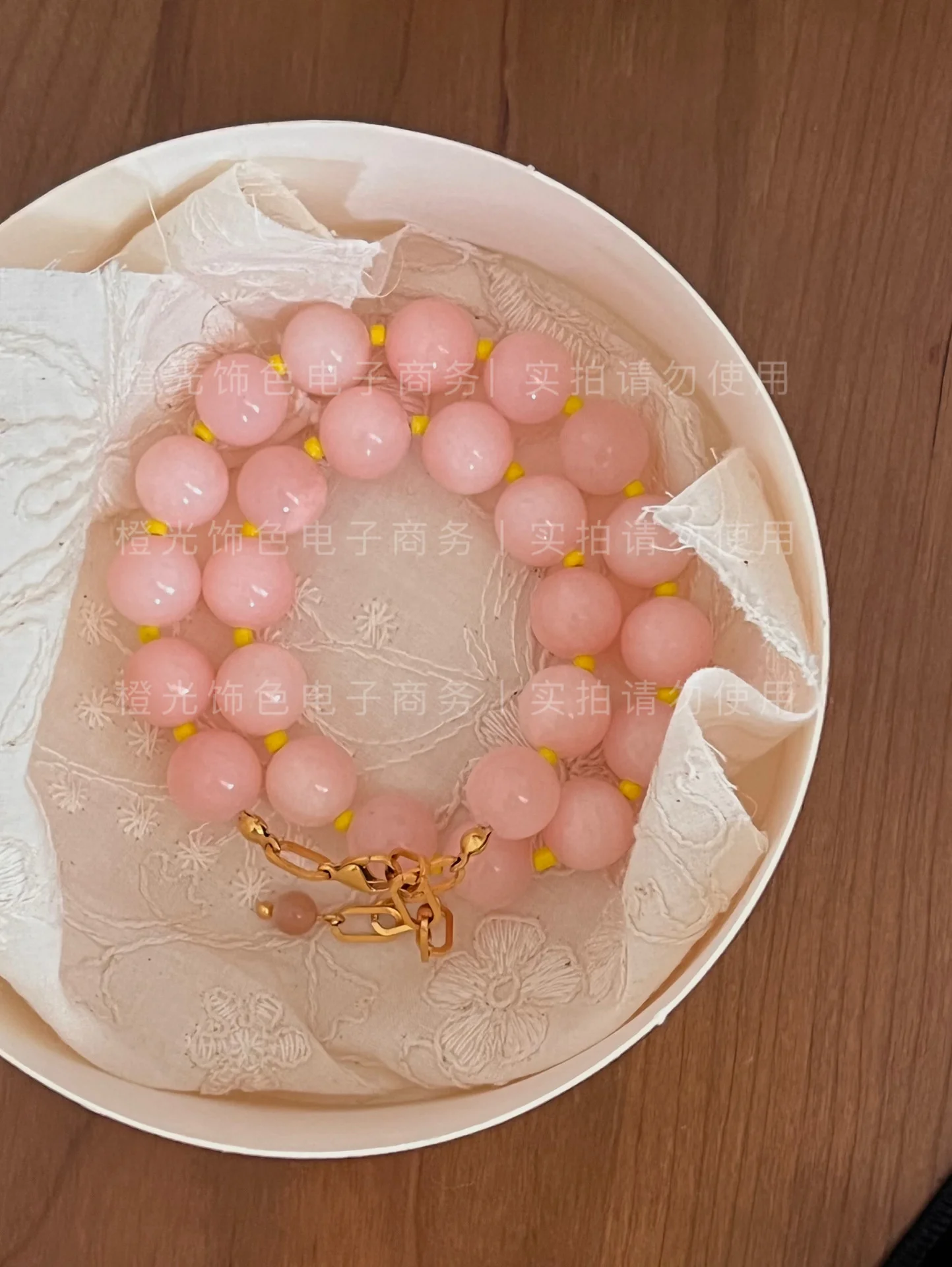 

Q Han's original formula of pink, tender, and foreign style fashionable, sweet pearl necklace with beautiful color skin tone
