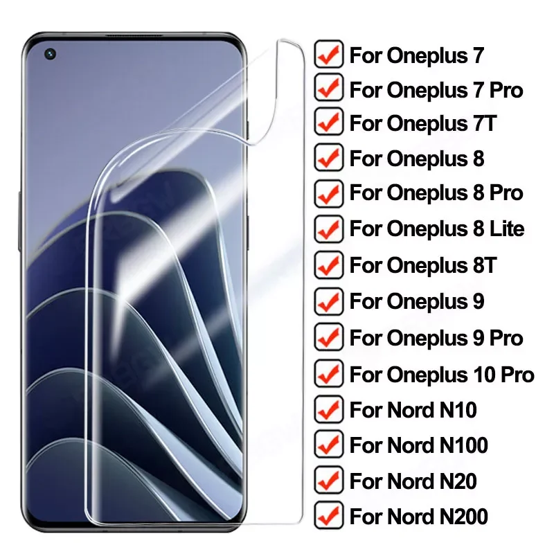 

9D Full Protective Film For Oneplus 10 9 8 7 Pro 7T 8T 9E 9R Screen Protector Oneplus Nord 2 CE N10 N20 N100 N200 Hydrogel Film