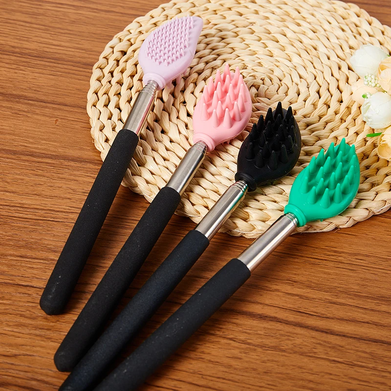 

Telescopic Silicone Massage Brush Long Handle Exfoliating Scrub Massager