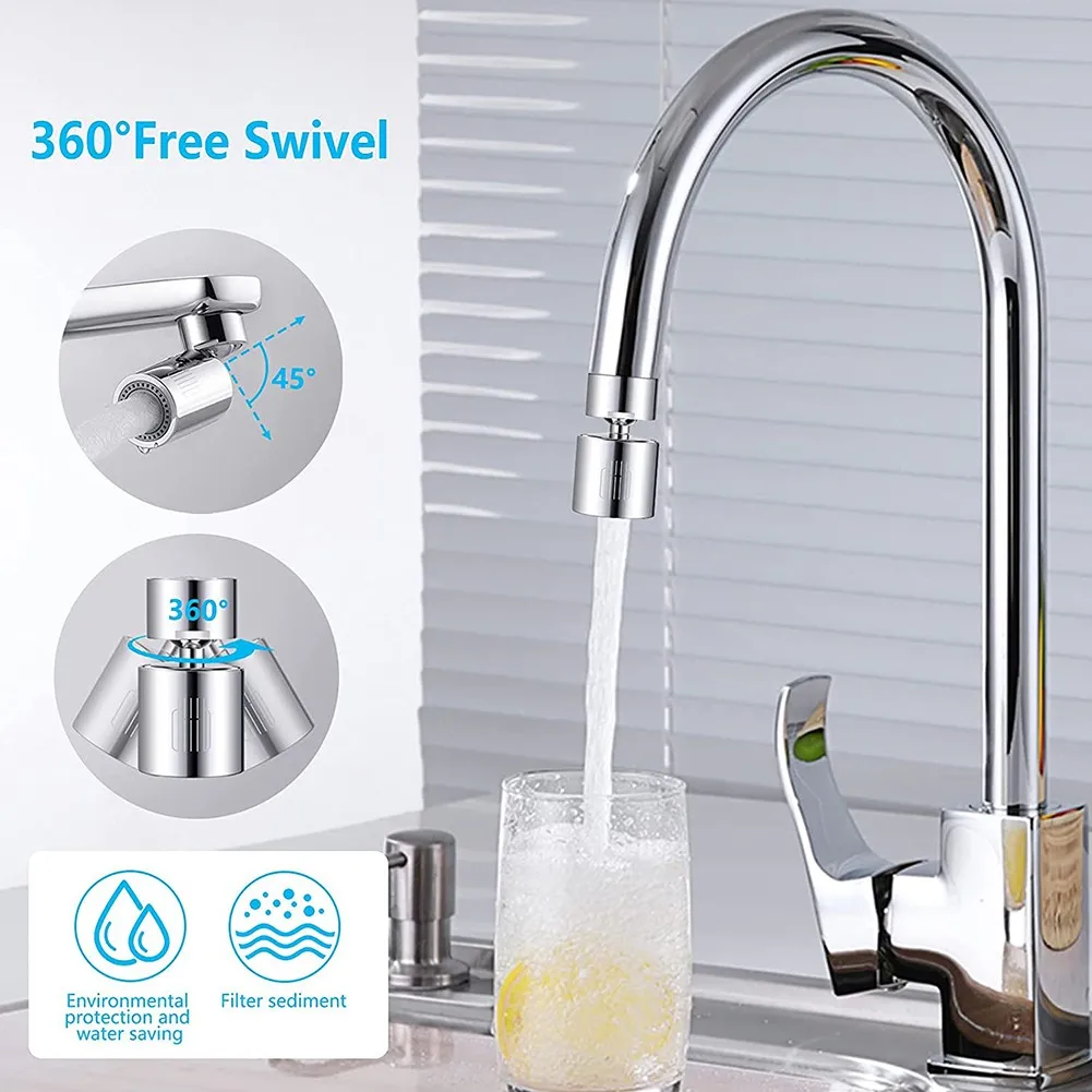 

360 Degree Curl Rotate Water Faucet Aerator 360 Faucet Female Thread Adapter Rotate Swivel End Diffuser Brand New