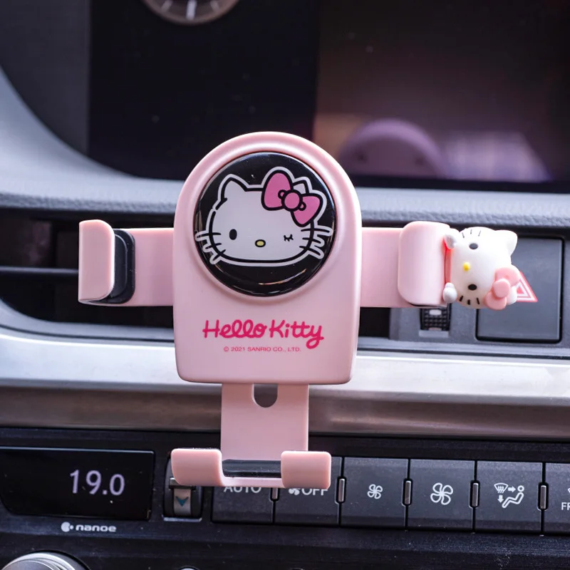 

Sanrio Hellokitty Kawaii Car Mobile Phone Bracket Creative Car Air Outlet Navigation Gravity Multi-Function Suction Cup Bracket
