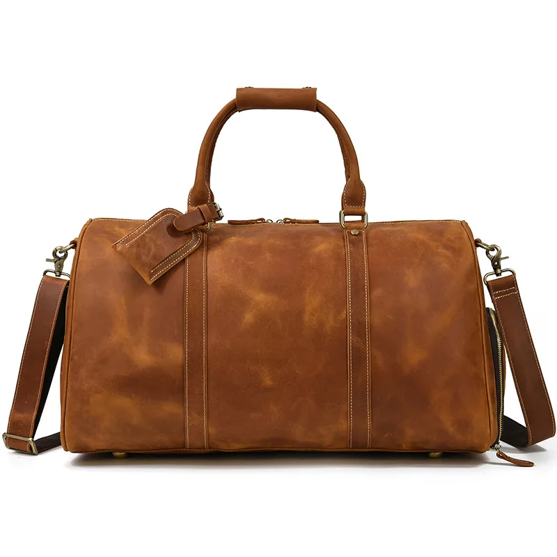 Designer Bags Replica Luxury 2022 Men's Travel Bag Crazy Horse Shoulder Duffel Bag Genuine Leather Hand Luggage Bag For Men Bag