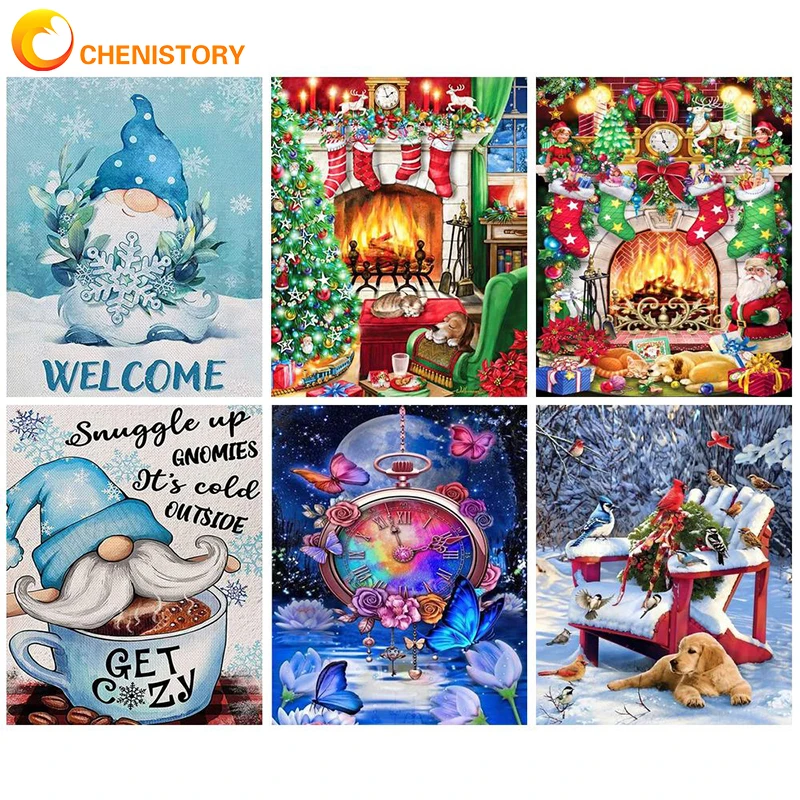 

CHENISTORY 40x50cm Christmas DIY Oil Painting By Numbers Kit For Adults Acrylic Paint Supplies Coloring By Numbers Paints Gift