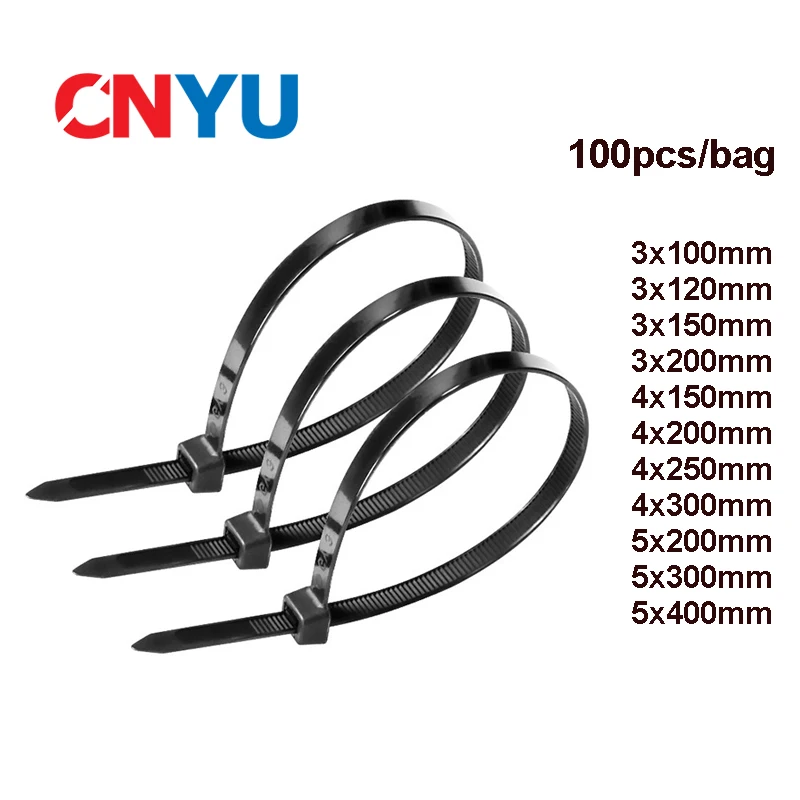 

100pcs/bag cable tie Self-locking plastic nylon tie White Organiser Fasten Cable Wire Cable Zip Ties