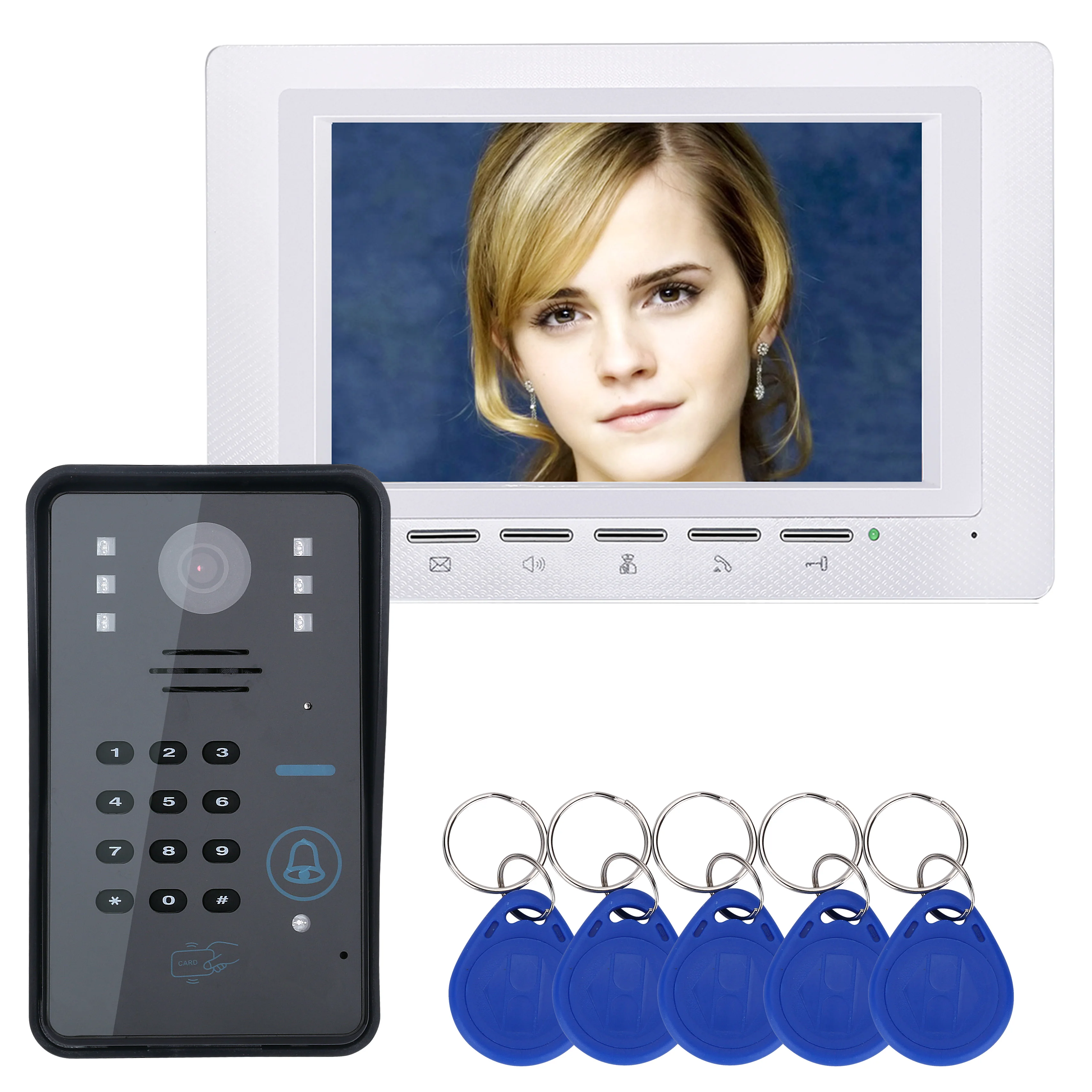 

Дверной видеодомофон с RFID-паролем, 7 дюймов, дверной звонок с ИК-камерой, система контроля доступа к ТВ-линиям 1000