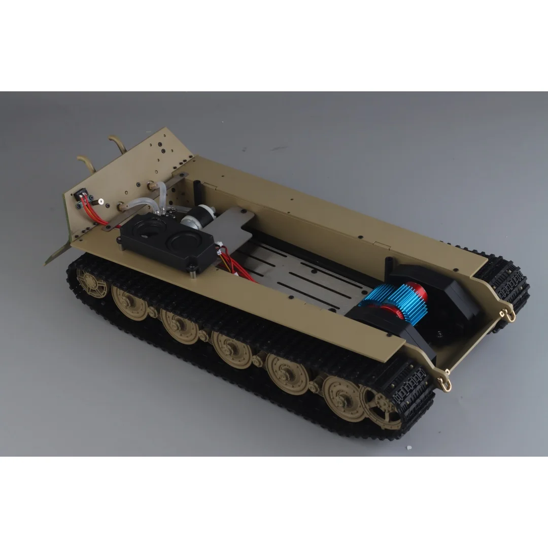 Фото Цельнометаллическое радиоуправляемое шасси King Tiger 1:16 для длинных радиоуправляемых баков DIY Heng со стальной коробкой передач 390, дымовой блок с матовым двигателем №3