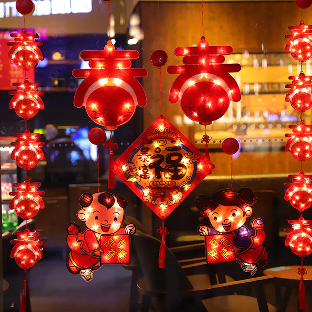 

Традиционный китайский узел, красный фонарь, весенний фестиваль, светодиодные подвесные светильники с присоской, китайские новогодние све...