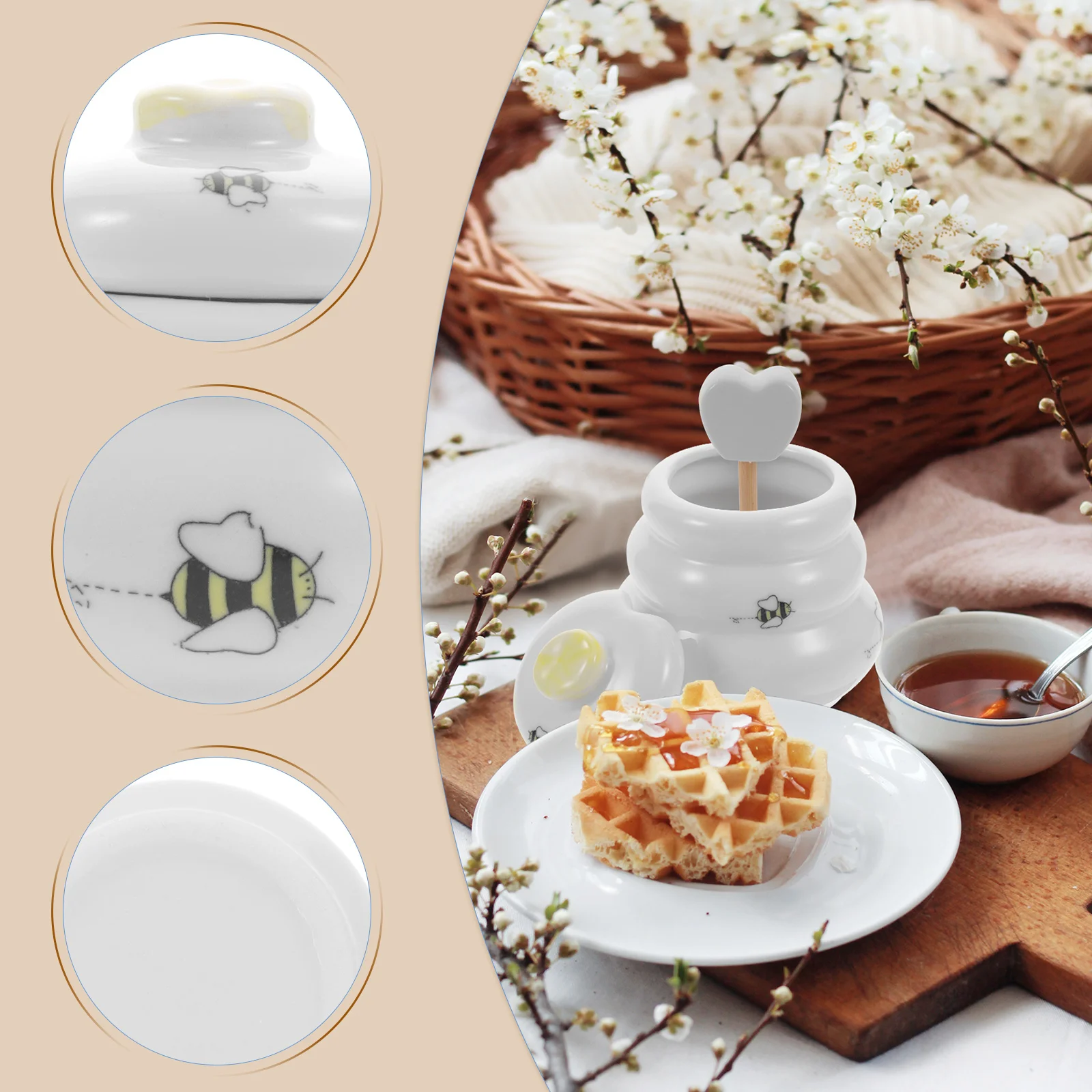 

Honeycomb Jam Storage Bottle Desktop Ceramic Pot Jar Small Container Home Syrup Adorable Cereal Dispensers