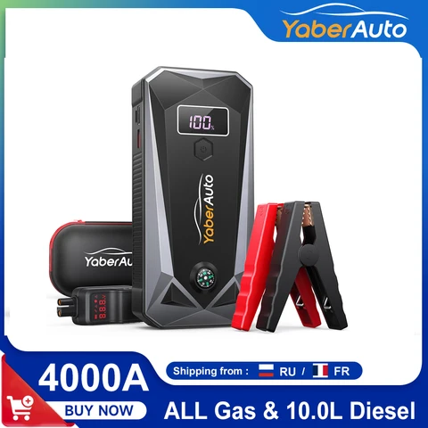 YABER автомобильный стартер 4000A 26800 мАч автомобильный аккумулятор Powerbank авто аккумулятор усилитель зарядное устройство внешний аккумулятор
