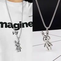 fashion simple space rabbit necklace men and women hip hop all match pendant sweater chain gift jewelry accessories wholesale