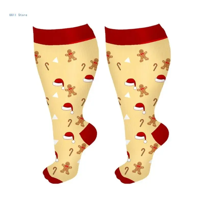 Компрессионные чулки с рождественским узором для женщин и мужчин поддерживающие