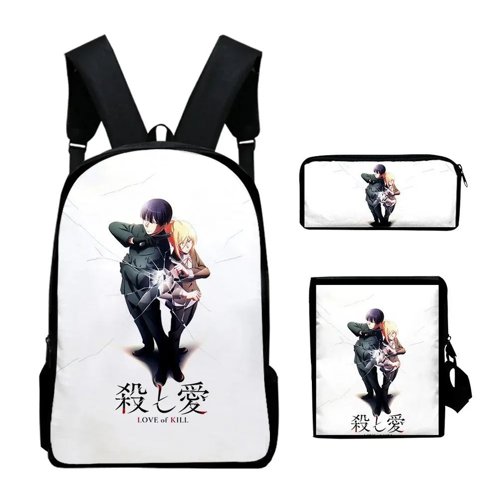 Школьные сумки Harajuku Love of Kill с 3D-принтом mochila dos gratis portátil bolsa de ombro inclinado estojo lápis