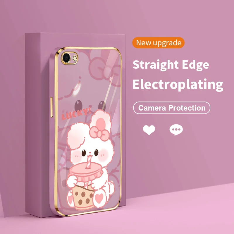 

Ultra Thin Plating Cover for vivo V5 Plus X9 V11i V15 V17 V20 SE V21 S7 S7T S1 Pro China Z3 Z3i Y70 Luxury Rabbit Soft Case