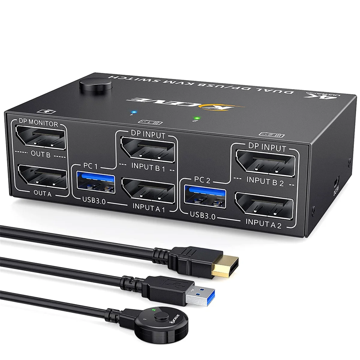 KVM-переключатель KCEVE двойной монитор DisplayPort 4 USB3.0 для 2 компьютеров в выходной