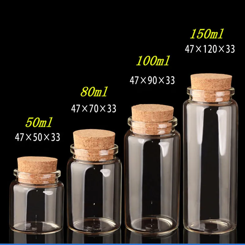 

Empty Glass 50ml 80ml Crafts 150ml Bottles 24pcs Gift Jars Containers Cork Bottles Bottles Weding Jars 100ml With