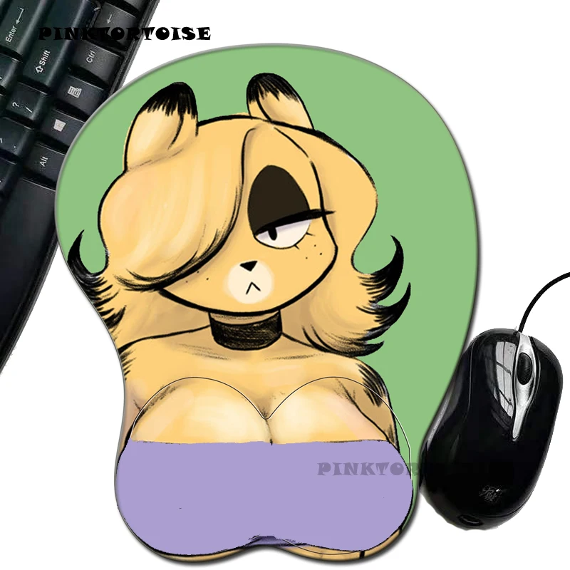PINKTORTOISE Creative Idea 3D Stereo Marcel DOG animal crossing Silicone Mouse Pad Anime Sexy Beauty Chest Hand Rest Mouse Pad