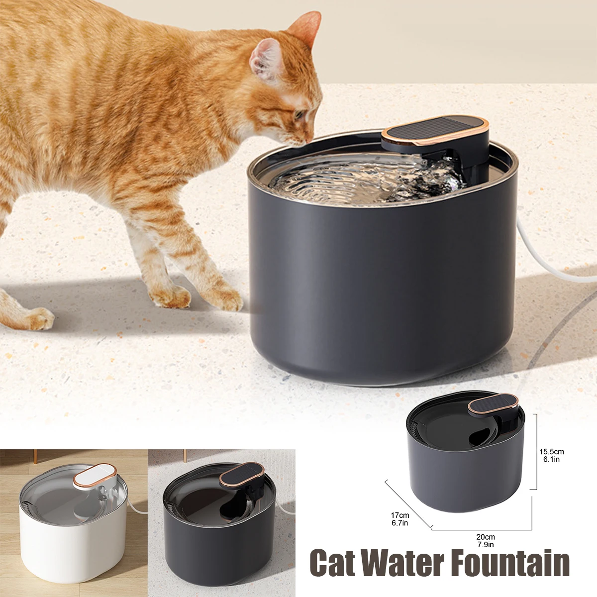 

Питьевой фонтанчик для домашних животных, многоразовый автоматический бесшумный питьевой фонтан, 3 л, с USB зарядкой