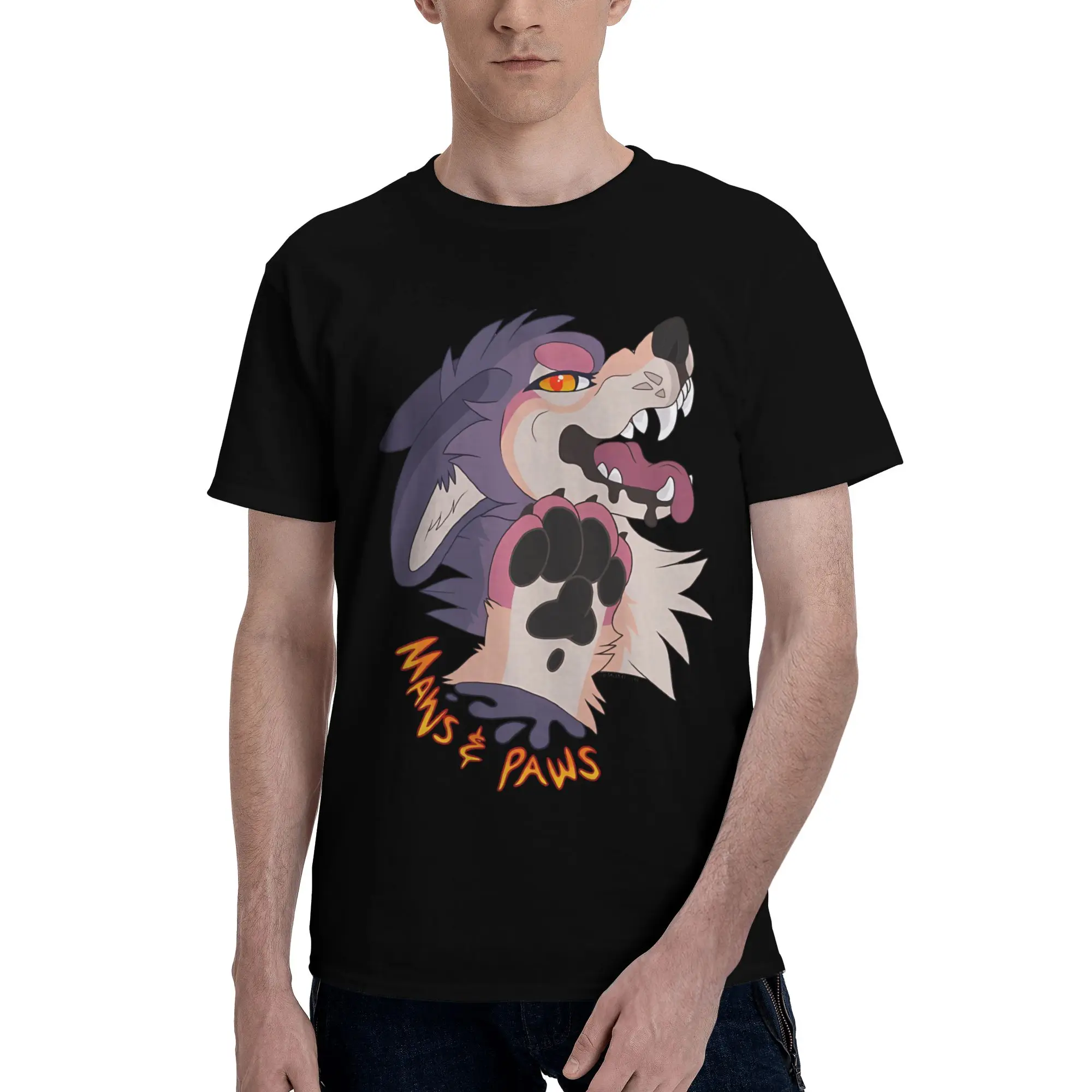 Фото Футболка из 100% хлопка Maws And Paws Novelty, пушистые футболки для мужчин №1